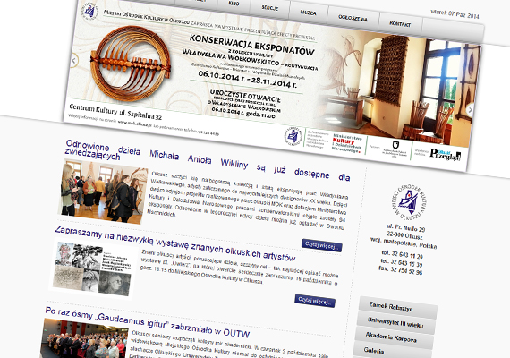 Serwis internetowy stworzony na zlecenie Miejskiego Ośrodka Kultury w Olkuszu.